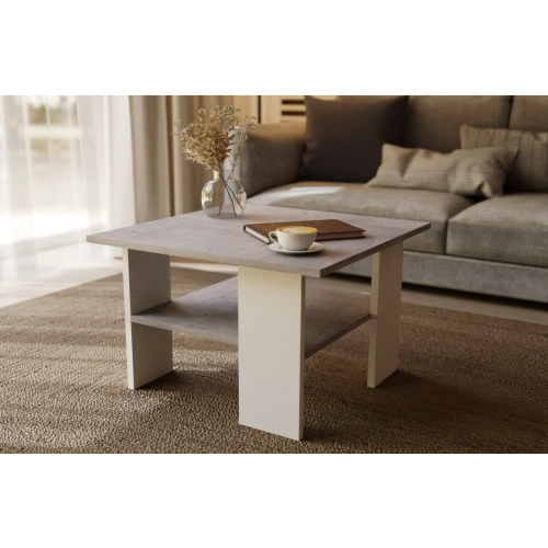 Stolik kawowy kwadratowy ST1 beton/biały 60x60 cm